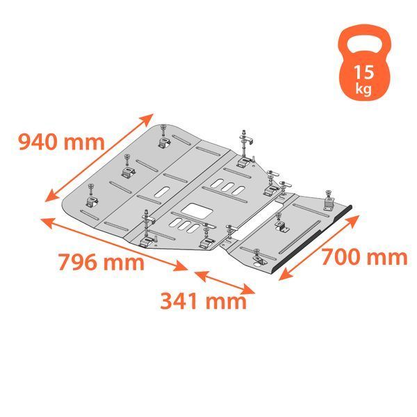 Skid plate on Hyundai Santa Fe (2024-) V generation (MX5)