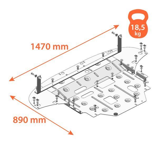Skid plate on Kia Soul (2019-) III generation (SK3) incl. Facelift